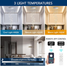 H156" Modern High Ceiling Chandelier Dimmable Lights Crystal Pendants Light Fixture for High Ceiling Living Room Foyer Chrome Lights Lighting Contemporary Ceiling Light Chandeliers (20 Lights-Silver)