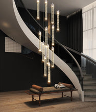 H156" Modern High Ceiling Chandelier Dimmable Lights Crystal Pendants Light Fixture for High Ceiling Living Room Foyer Chrome Lights Lighting Contemporary Ceiling Light Chandeliers (20 Lights-Silver)