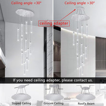 H156" Modern High Ceiling Chandelier Dimmable Lights Crystal Pendants Light Fixture for High Ceiling Living Room Foyer Chrome Lights Lighting Contemporary Ceiling Light Chandeliers (20 Lights-Silver)