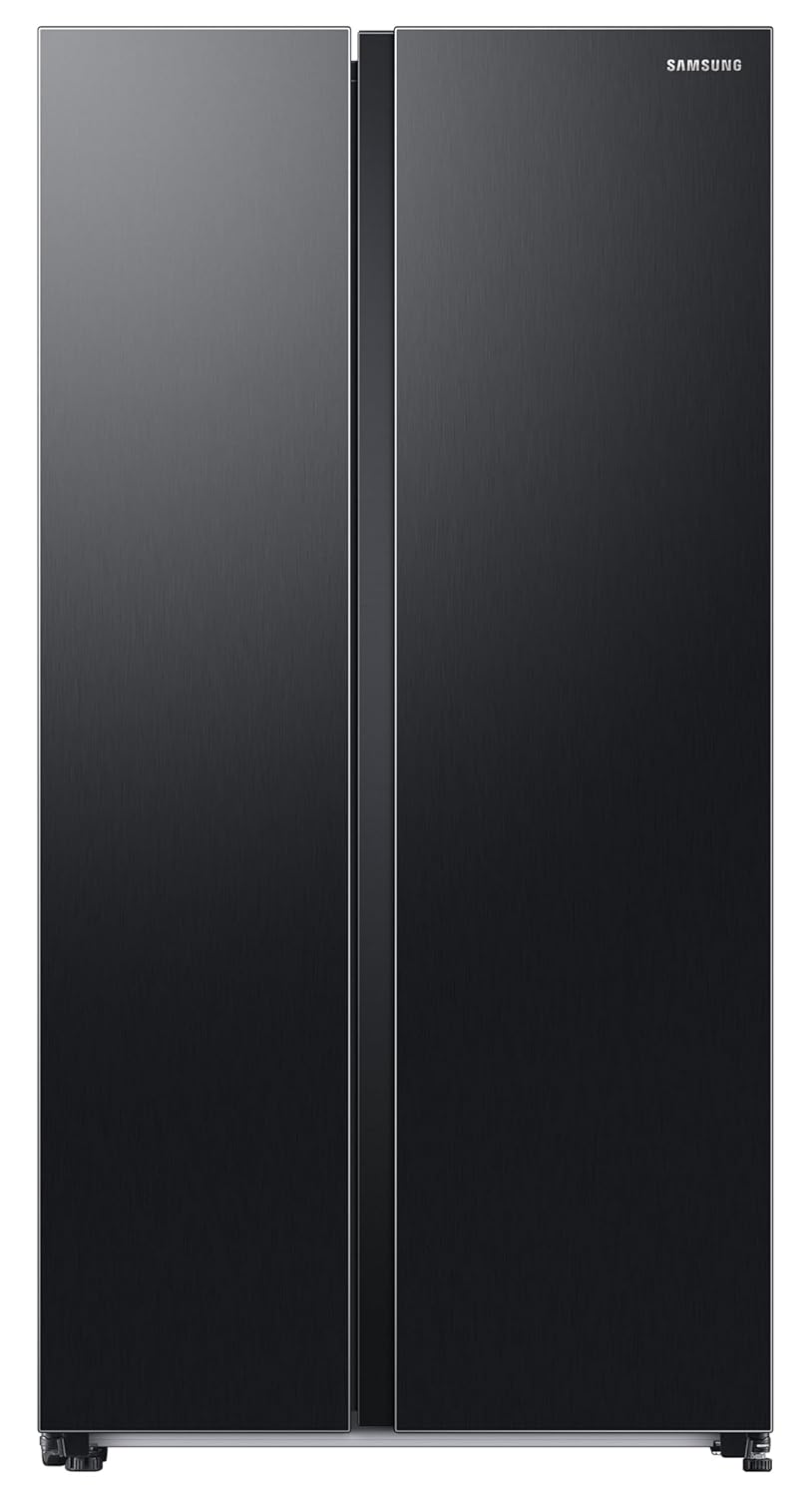 Samsung 653 L, 3 Star, Frost Free, Double Door, Convertible 5-in-1 Digital Inverter, Side By Side AI Enabled Smart Refrigerator with WiFi (RS76CG8003B1HL, Black Matt, 2024 Model)