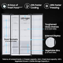 Samsung 653 L, 3 Star, Frost Free, Double Door, Convertible 5-in-1 Digital Inverter, Side By Side AI Enabled Smart Refrigerator with WiFi (RS76CG8003B1HL, Black Matt, 2024 Model)
